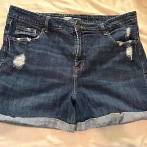 Distressed denim shorts